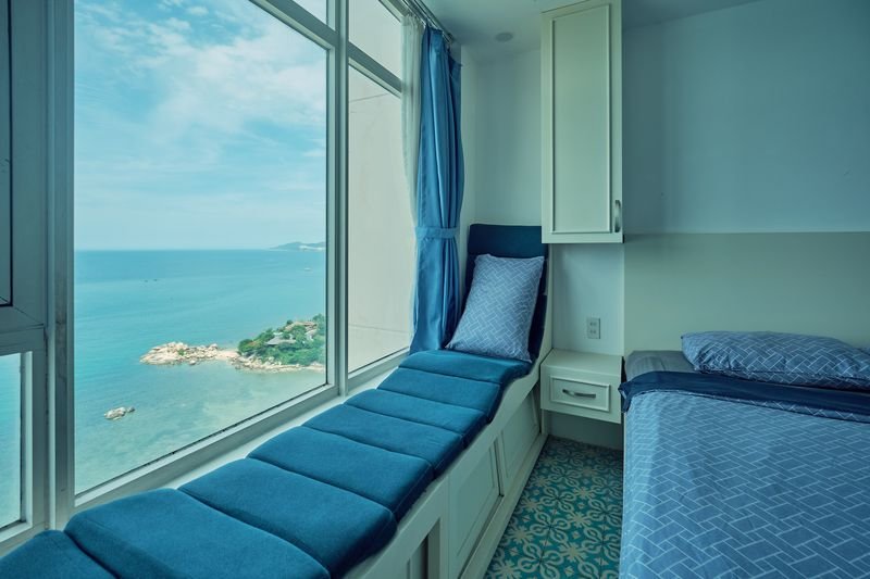 Window seat overlooking the islands of Nha Trang bay